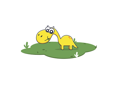 Cute herbivorous dinosaur illustration vector