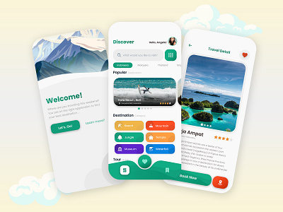 Travelanz App design green illustration mobile app mobile ui nature nature illustration travel travel app traveling traveller travelling travelling app ui uidesign uiux ux weekend