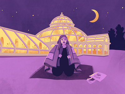 Nighttime Picnic 🌙 architecture como conservatory dome greenhouse minnesota night park picnic procreate st paul terrarium