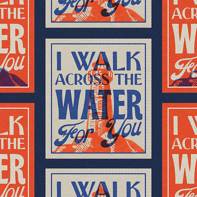 I walk across the water for you design illustration poster texture the black keys typography