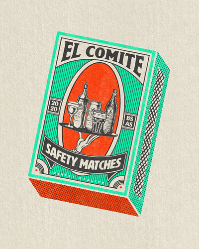 El Comite Safety Matches design illustration matchbox texture typography vintage