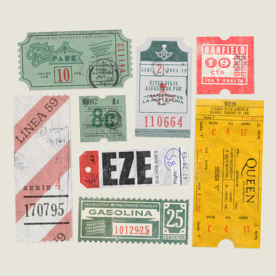 Tickets design illustration texture tickets typography vintage