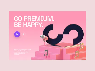 BE HAPPY 3d @stagent c4d icons illustration landing music promo stage stairs startup ui web