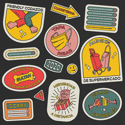 Día del Amigo design illustration stickers texture typography