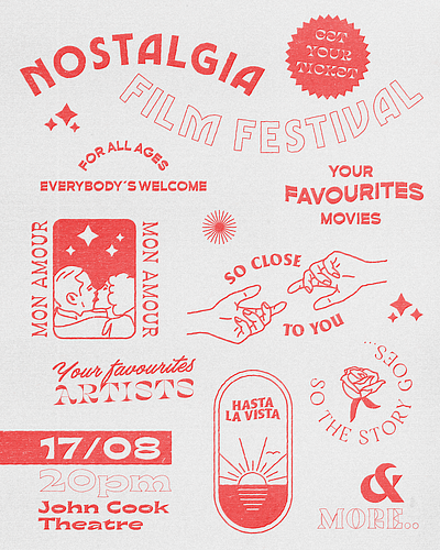 Nostalgia Film Festival design flyer illustration texture typography vintage