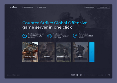 Game hosting CSGO cs16 csgo css dashboard design flat game game dashboard game hosting games hosting ui ux web website