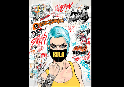 Kula Mag Issue 2 Cover Art Design bad ass blue hair covid 19 digital art digital illustration digital illustrator graffiti digital grafitti how funny illustration illustration art illustrator lion tattoo magazine cover magazine design magazine illustration tattoo art tattoo design wall art women empowerment