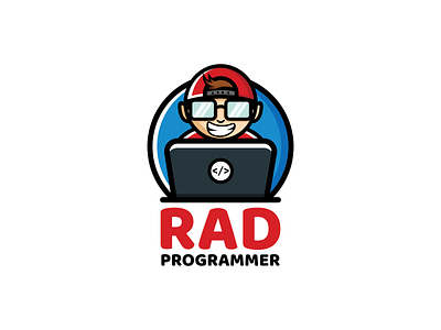 Rad programmer art brandidentity branding business coding computer creative designer developement illustration logodesigner logos pictorial logo playful design programmers service vector youthful