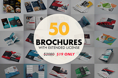 50 Brochures with Extended License - Only $19 300dpi brochure bundle cmyk corporate creative deal discount editable extended printready template