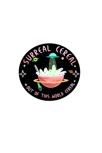 Personal project logo desing aliens bowl cereal desing logo moon saturn space universe