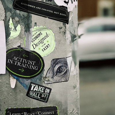 Take on Wall Street — Stickers branding distressed graphic design mockup sticker