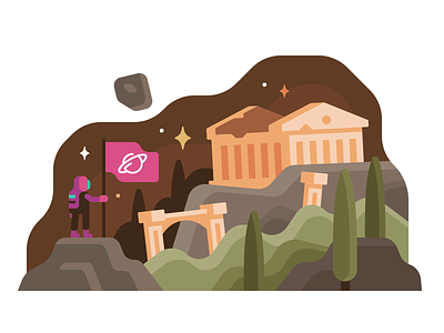 Minlæring - Ancient Knowledge acropolis ancient city greece greek illustration landscape language learning roman town