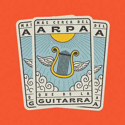 Mas cerca del arpa que de la guitarra argentina design frases illustration phrases texture typography vintage