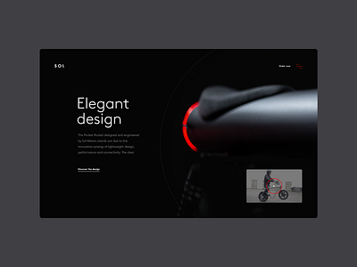 Sol Motors — The Pocket Rocket art direction bike clean creative dark design image gallery interface minimal modern motor typogaphy ui webdesign website