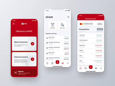mHPB - Mobile banking app redesign android app bank app banking banking app cash credit card finance financial fintech ios mobile modern money pay payment simple transaction ui ux