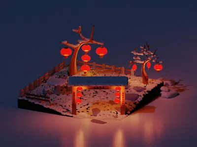 A Scene for Lunar New Year 3d 3d art blender isometric