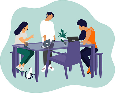 Discussion with partners consultation design discuss flat friends illustration table ui