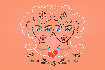 Horo Gemini Girls Twins girl horor horoscope icon illustration logo twins vector woman