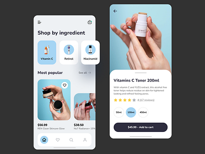 Beauty Product App Design add to cart app app design apps beauty buy checkout cosmetics design ecommerce make up mobile mobile design popular app product screen ui ux