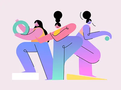 Abstract 2d animation cartoon character design flat girl graphic illustration motion