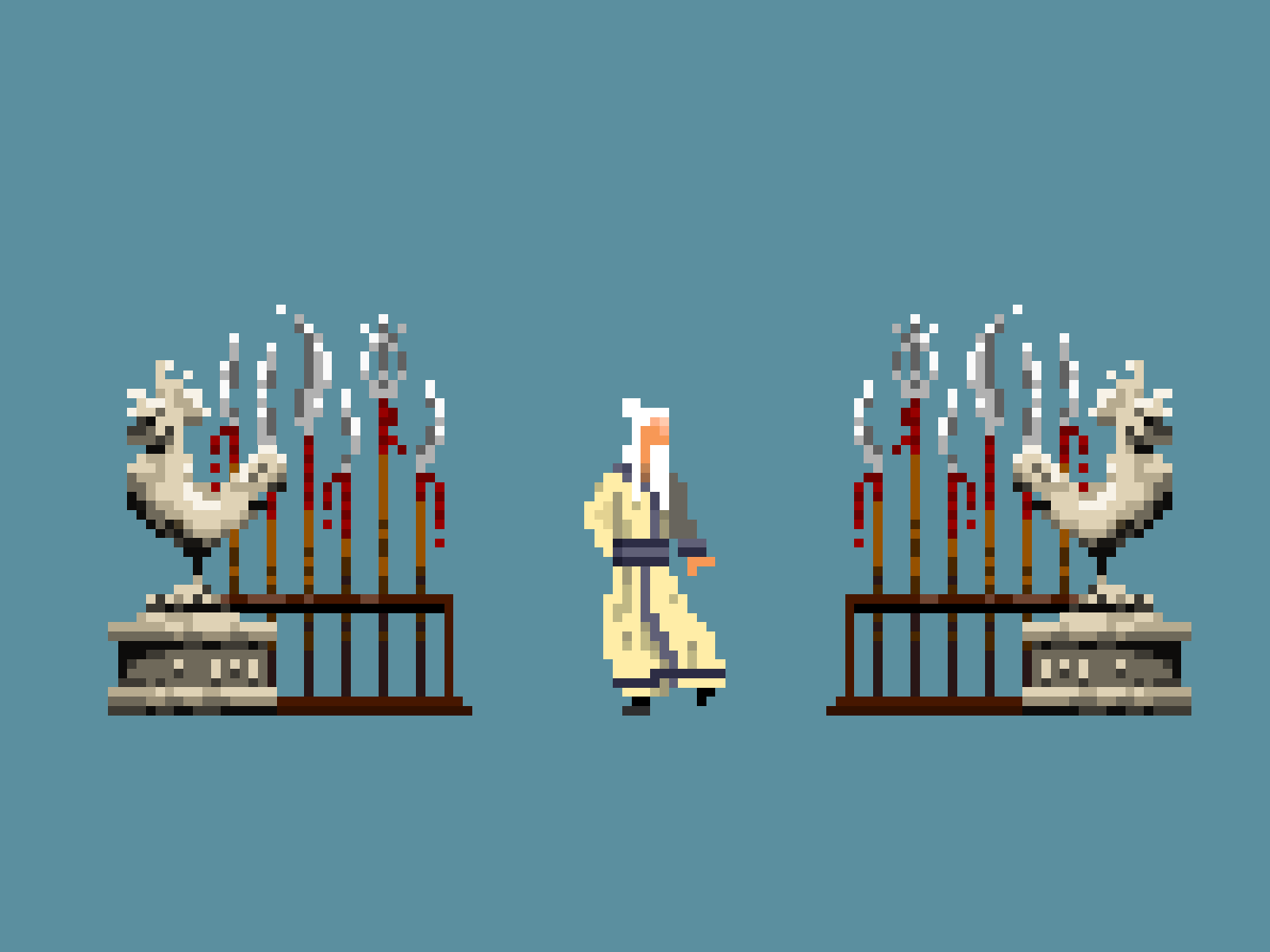 Chicken Licken: Soul Rocker - Master Sensei 🍗 2d 8 bit animation claudio barreiro digital art digital illustration game game design goallounge tv illustration jump kick master motion graphics ninja pixel art pixels punch sensei ui