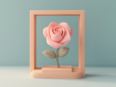 3D Pastel Rose in Wooden Frame 3d 3d cartoon rose 3d flower 3d frame 3d rose branding cartoon flower cartoon frame cartoon rose cute flower design fiverr gerdoo graphic design illustration minimal frame pastel design pastel flower pastel rose pink rose