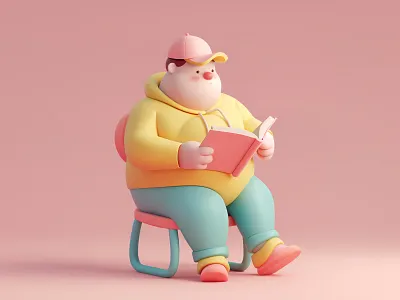 Soft 3D Character Sitting & Reading 3d 3d book 3d boy 3d chair boy cartoon illustration boy reading book branding cartoon book cartoon boy cartoon chair cartoon man design fat mascot fiverr funny boy gerdoo graphic design illustration pastel cartoon reading book