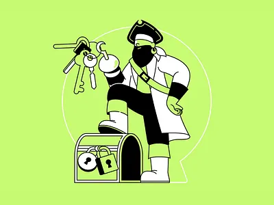 The pirate is looking for the key article blog design design illustration key keyword pirate treasure vector vector art иллюстрация