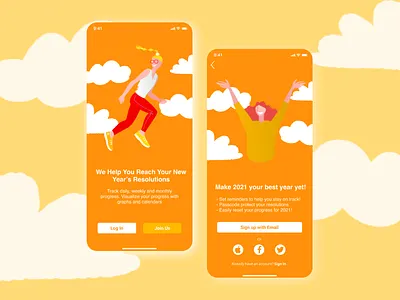 New Years Resolution Tracker app design illustration new year new years resolution resolution tracking ui ux