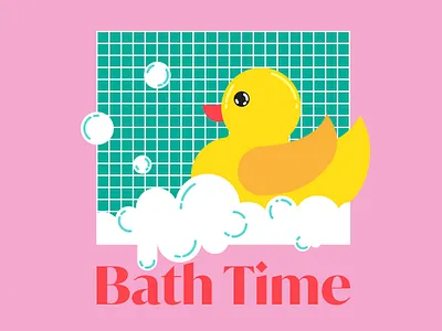 Bath time 36daysoftype bath bathroom bathroom design bathtub bubblegum bubbles duck duck logo graphic design illustration minimalism rubber duck simple vector