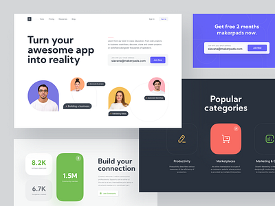 Makerpads No Code — Landing Page automation building clean coding community community app developer growth landing page marketing membership minimal modern no code npw productivity software ui ux website