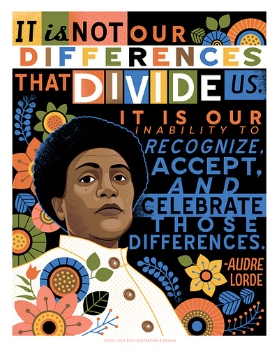 Audre Lorde portrait activist civil rights equality feminist illustration lgbtq portrait poster design