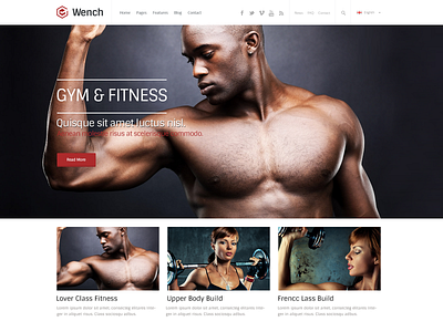 Wench FREE Fitness, GYM PSD Website Theme bodybuilding fitness gym kickboxing web design website