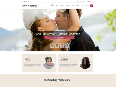 Wench FREE Wedding PSD Website Theme married webdesign website wedding