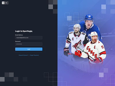 Log in Exploration dashboard data hockey log in page login nhl sports ui ux web