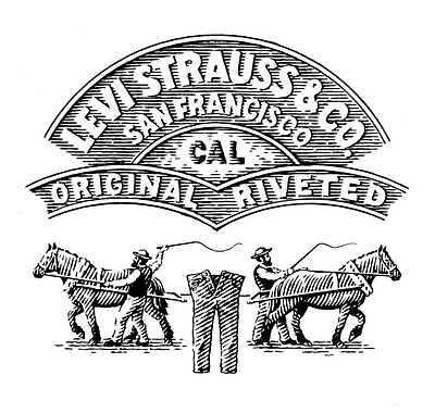 A Proposed logo for Levi's branding classic design emblem pen and ink symbol vector art vintage woodcut