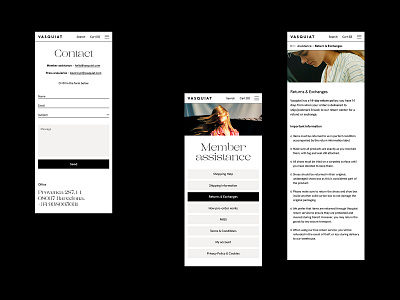 Vasquiat - Ecommerce Customer Care Mobile Version customer service ecommerce ecommerce design ecommerce shop fashion mobile ui