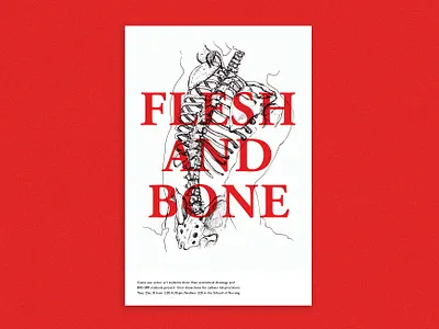 Flesh and Bone Poster advertisement anatomy body bone event event flyer event poster flesh illustration illustrator line art minimal overlay poster art poster design red ribs skeleton