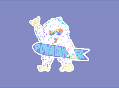 Powabunga Yetti abominable snowman apres character design design graphic design heyhaygoods illustrate illustration lake tahoe mountains procreate snow snowboard sticker design stickers yeti yetti