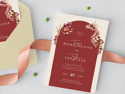 Modern Floral Wedding Invitation anniversary design elegant invitation invitation card invitation design invitation template photoshop postcard save the date save the date card wedding wedding card wedding invitation wedding invite wedding suite wedding template