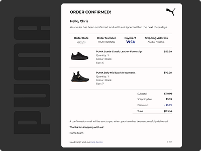 E-mail Receipt daily 100 challenge dailyui dailyuichallenge design email receipt figma ui ux