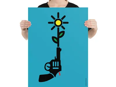 Flower & Gun icons illustration logo poster vector
