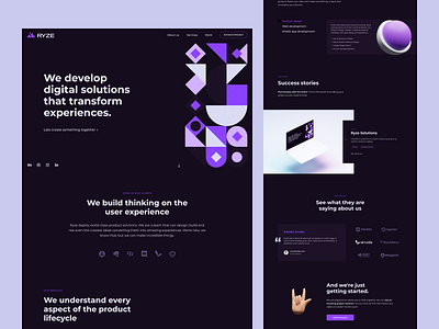 Ryze Solutions - Full landing branding design home page homepage landing landing page ui ux web webpage website