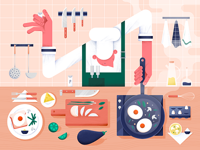 Cooking time! characterdesign color cooking design digital dinner flat food hands illustration kitchen meal pattern people tasty vector