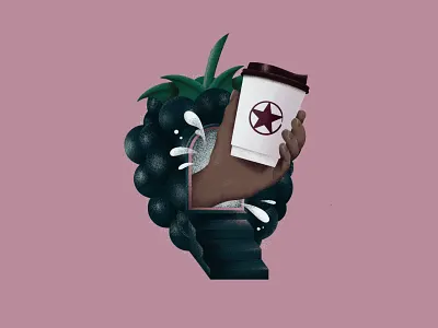 Blackberry Latte black raspberry coffee hand hand drawn ipad latte milk procreate