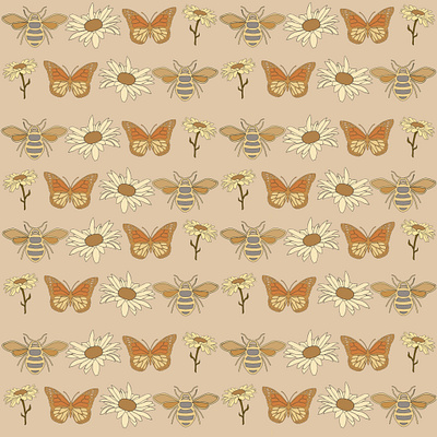 Bee A Beautiful Butterfly design illustration surfacepattern surfacepatterndesign surfacepatterndesigner