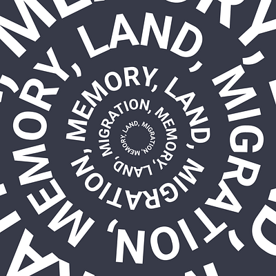 MEMORY, MIGRATION, LAND branding design layout lettering poster design print typography vector