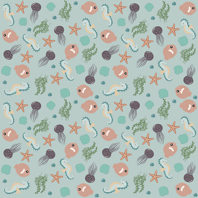 Ocean Blues design floral floralart illustration surfacepattern surfacepatterndesign surfacepatterndesigner wallart wallpaper