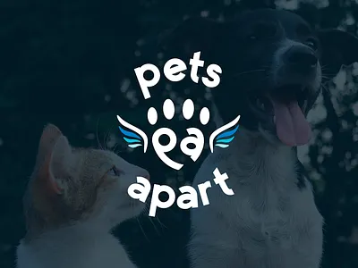 Pets Apart blue branding cats cute design dogs friendly fun illustration lettering logo monogram paw pets typography