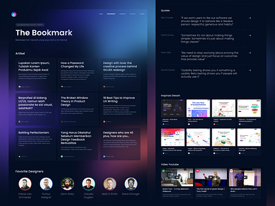 My Personal Website - Bookmark Page dark mode design glass gradient homepage landing page web website